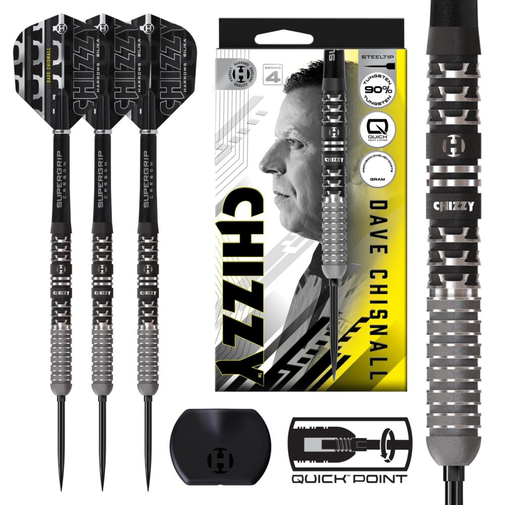 Harrows Chizzy Series 4 Quick Point Steeldart von Dave Chisnall, 90% Tungsten, mit Verpackung