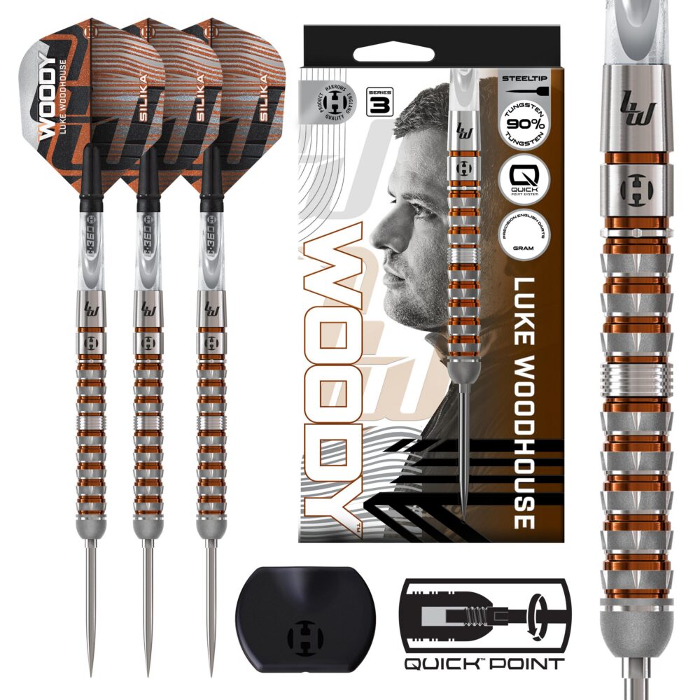 Harrows Luke Woodhouse Series 3 Quick Point Steeldart, 90% Tungsten, mit Verpackung