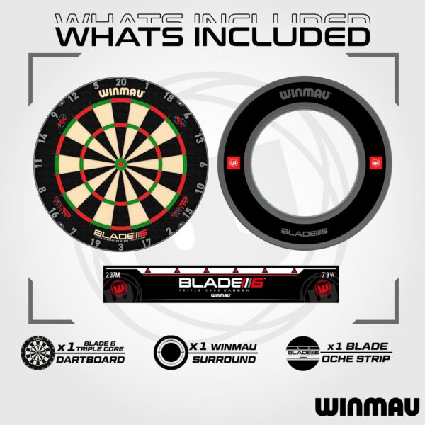 Winmau Blade 6 Triple Core Dartboard + Surround Set