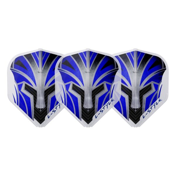 L-Style Champagne Flight EZ Prime Series Standard in Blau mit Helm-Motiv, Set mit drei Flights