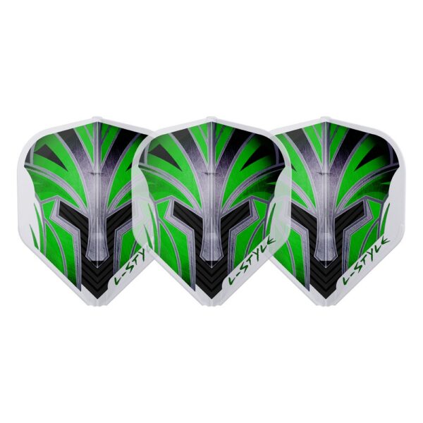 L-Style Champagne Flight EZ Prime Series Standard in Grün mit Helm-Motiv, Set mit drei Flights