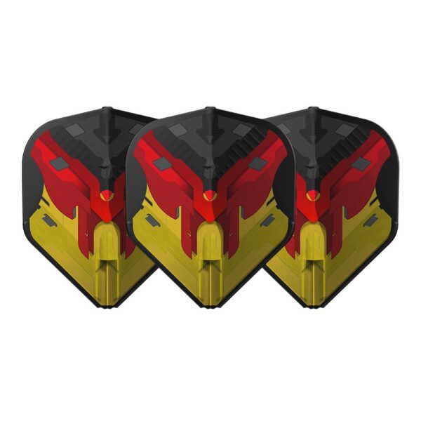 L-Style Champagne Flight EZ V Series Type D Standard in Schwarz mit Design in Schwarz, Rot und Gold, Set mit drei Flights
