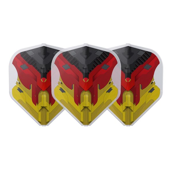 L-Style Champagne Flight EZ V Series Type D Standard in Weiß Transparent mit Design in Schwarz, Rot und Gold, Set mit drei Flights