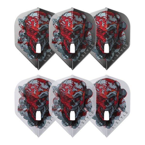 L-Style Champagne Flight Pro Ryan Searle V4 Standard in Schwarz Transparent und Weiß Transparent, je ein Set mit drei Flights