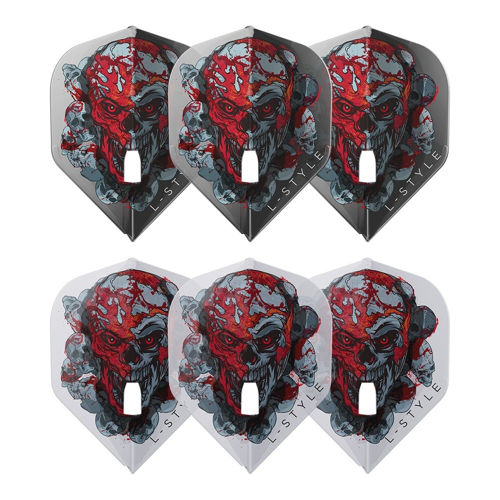 L-Style Champagne Flight Pro Ryan Searle V4 Standard in Schwarz Transparent und Weiß Transparent, je ein Set mit drei Flights