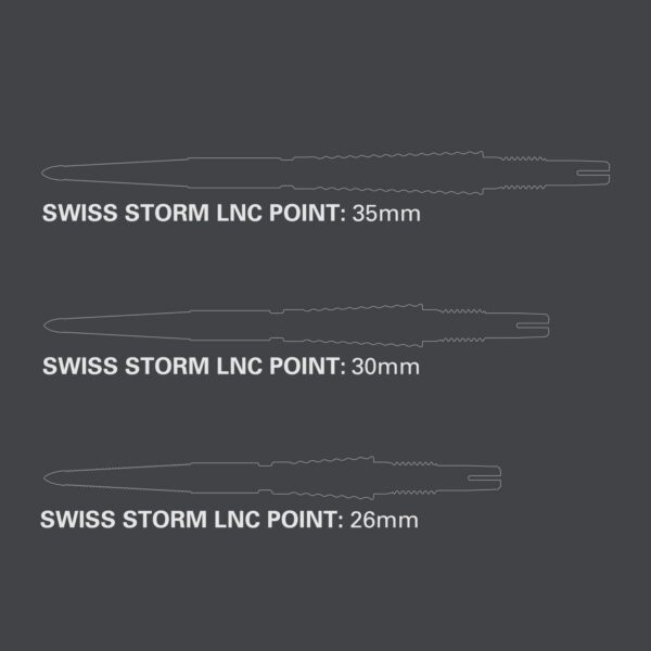Längenübersicht Target Swiss Point Storm LNC: 26 mm, 30 mm und 35 mm